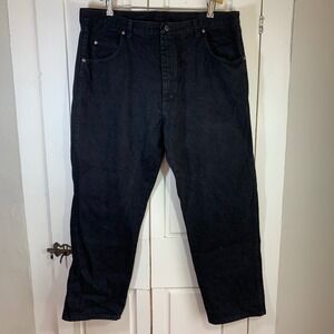 Wrangler Rugged Wear Mens Black Straight Leg Denim Jeans 42x30 Casual Grunge